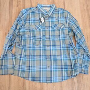 NWT Eddie Bauer Plaid Flannel Shirt – Sage Green & Blue – Size XXL